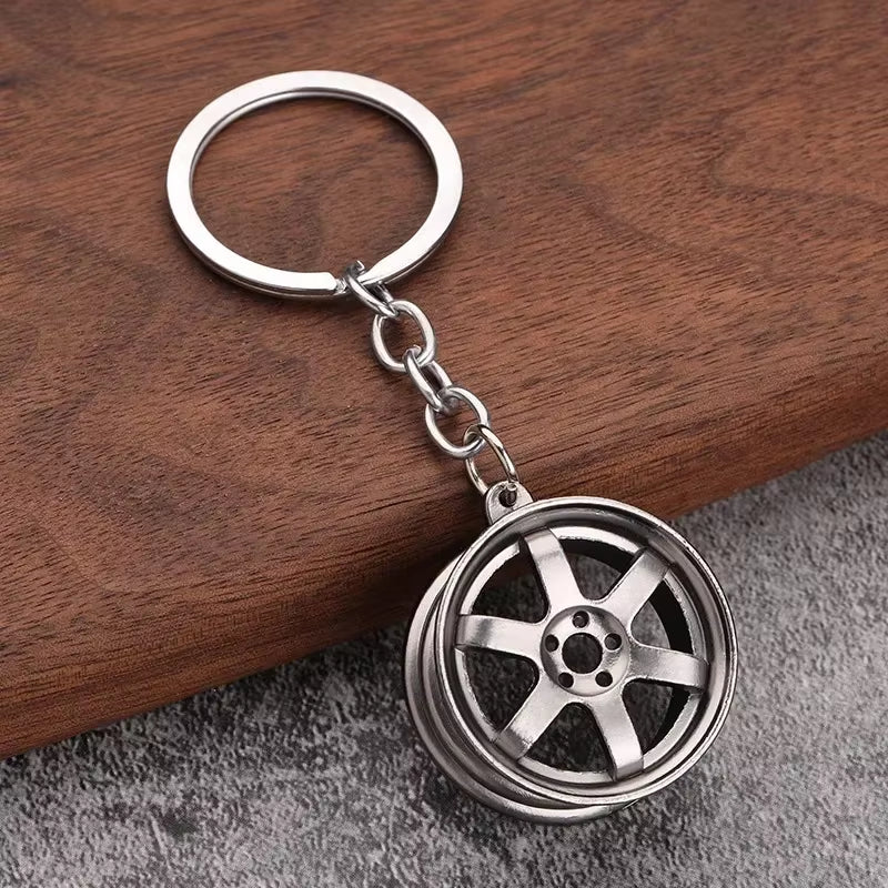 Creative Gear Head Keychain Speed Gearbox Keyring for Car Key Turbo Hub Brake Disc Pendant Shock Absorber Keys Holder Chain Ring