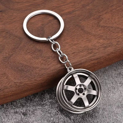 Creative Gear Head Keychain Speed Gearbox Keyring for Car Key Turbo Hub Brake Disc Pendant Shock Absorber Keys Holder Chain Ring