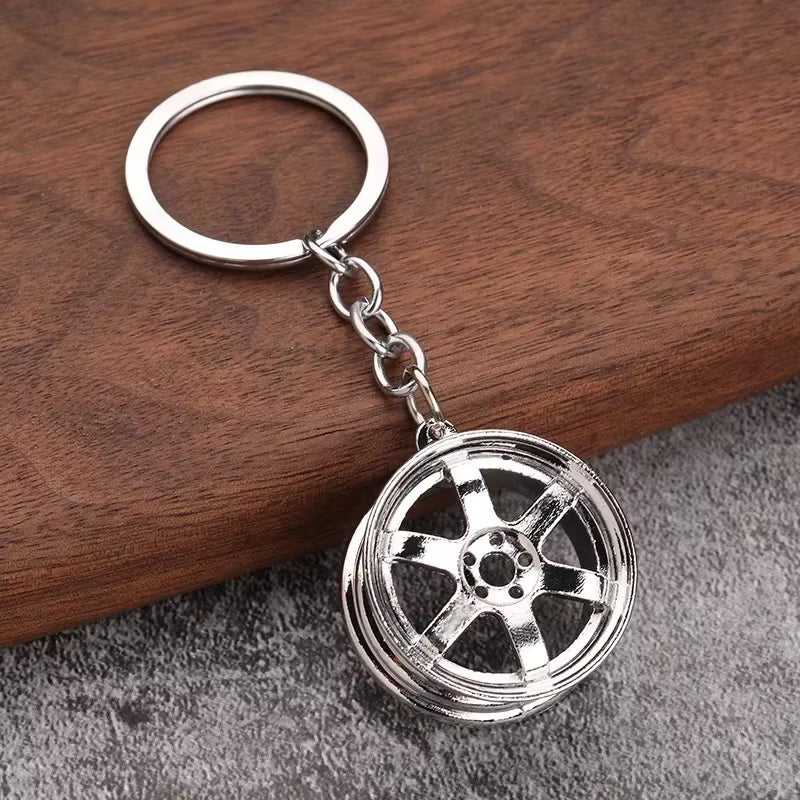 Creative Gear Head Keychain Speed Gearbox Keyring for Car Key Turbo Hub Brake Disc Pendant Shock Absorber Keys Holder Chain Ring